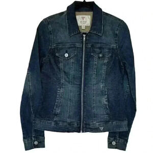 Guess Women's Denim Zippered Moto Jacket Size Small